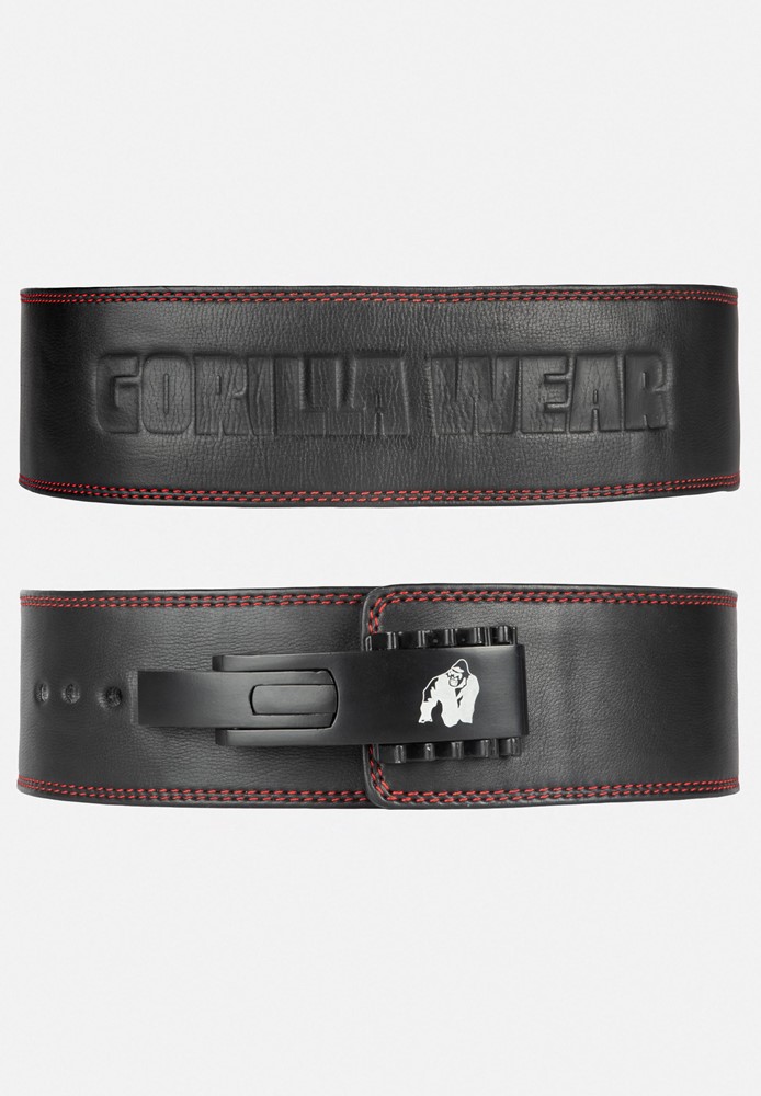 Gorilla Wear Halterriem - 4 Inch Premium Leather Lever Belt - Zwart/XL