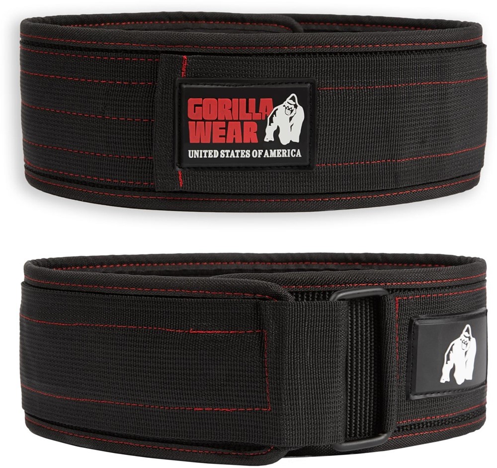 Gorilla Wear 4 Inch Nylon Lifting Belt - Zwart / Rood/XL